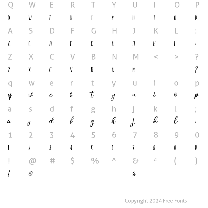 Character Map of Tayledic Regular