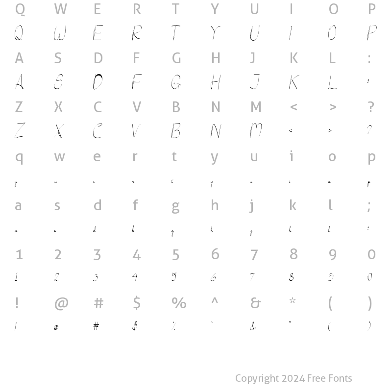 Character Map of Taylilla Regular