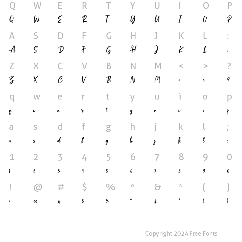 Character Map of Tazkia Regular