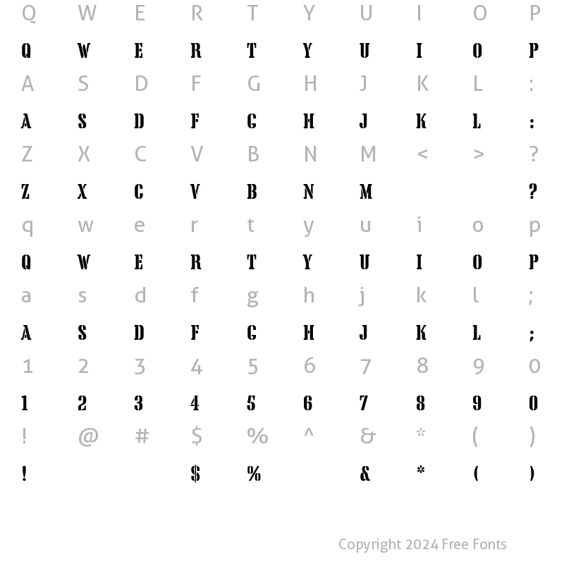 Character Map of Tea Chest Regular