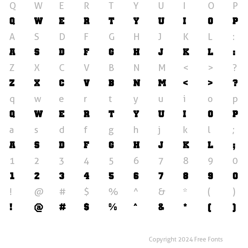 Character Map of Team MT Bold