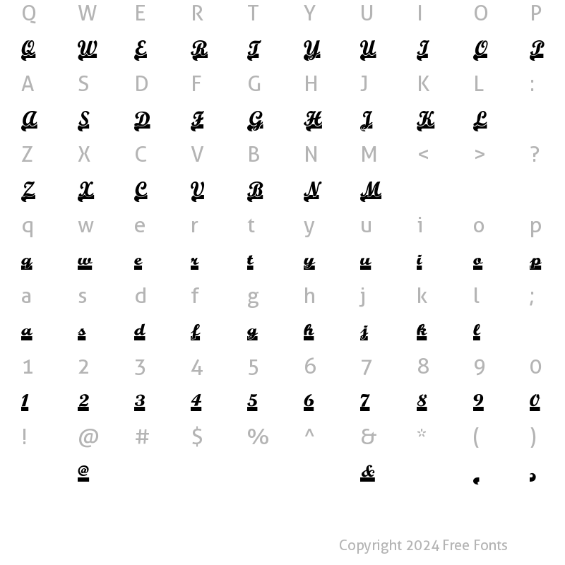 Character Map of Team Spirit NF Regular