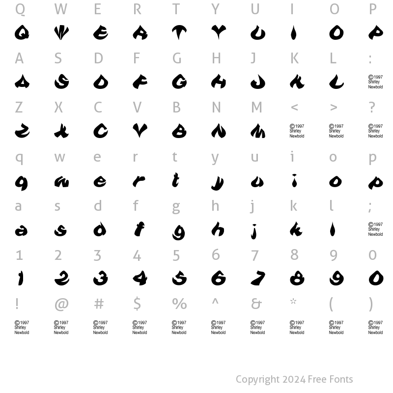 Character Map of Teardrop! Regular