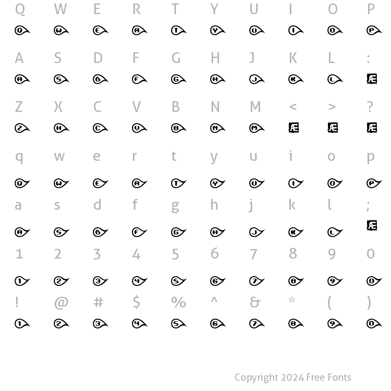 Character Map of Tearful (BRK) Regular