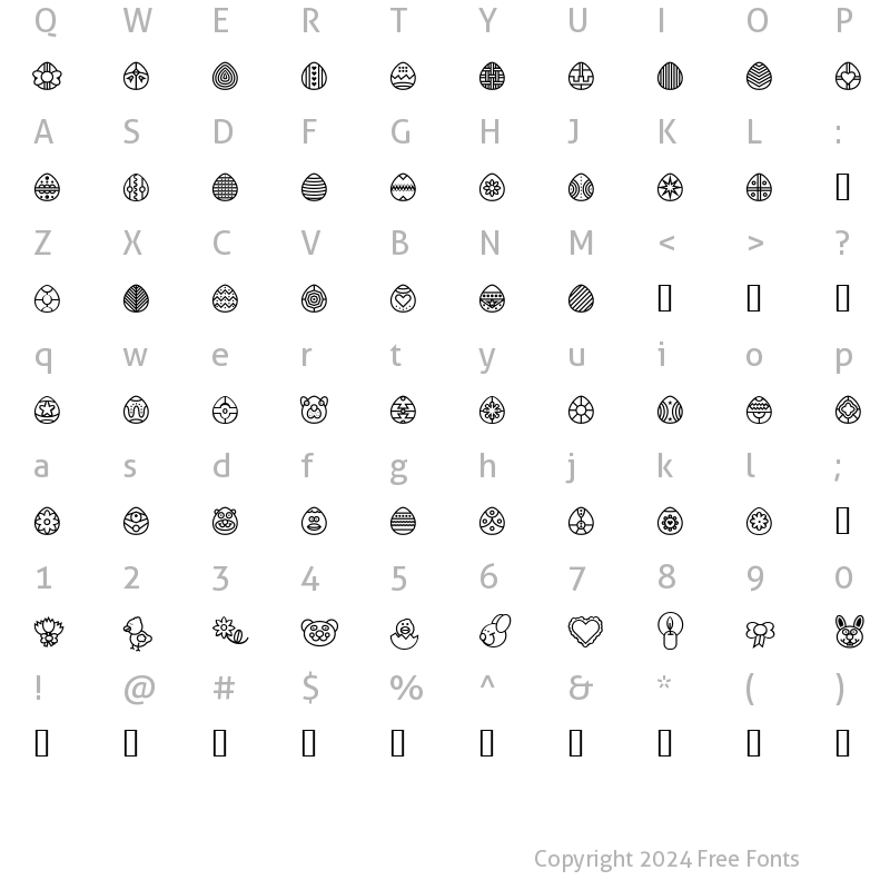 Character Map of Teaster Regular