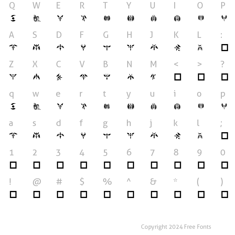 Character Map of Tech Angels Regular