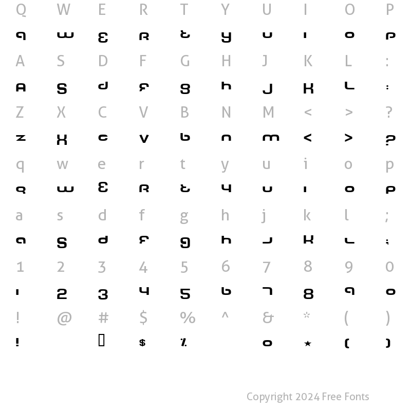 Character Map of Tech Font Wide Regular