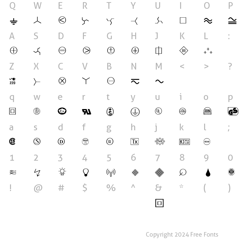 Character Map of Technical LH PiTwo Regular