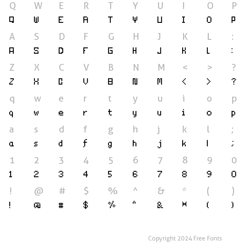 Character Map of Technicality1 Regular