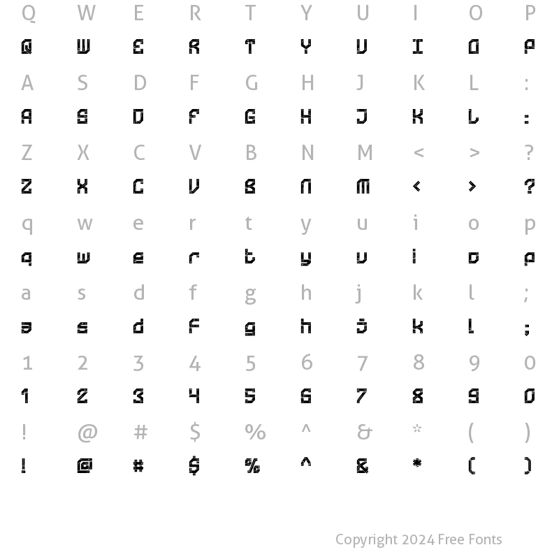 Character Map of Techno Board Regular