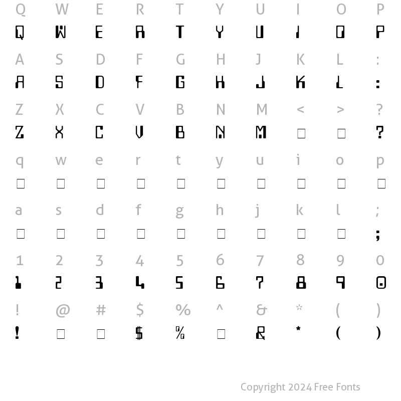 Character Map of Techno Display Caps SSi Regular