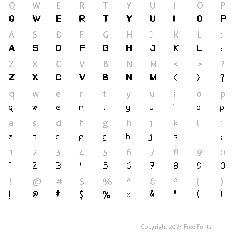 Character Map of Techno Future Regular