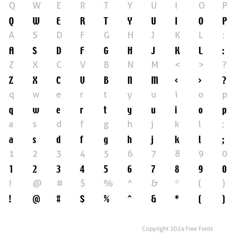 Character Map of Techno Regular