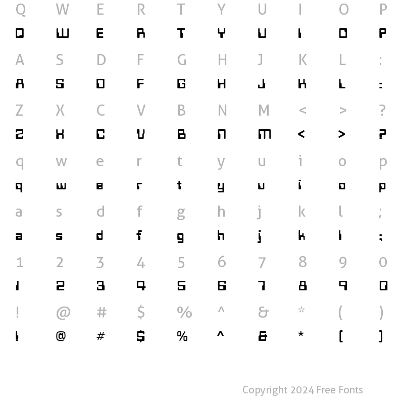 Character Map of Techno28 Normal