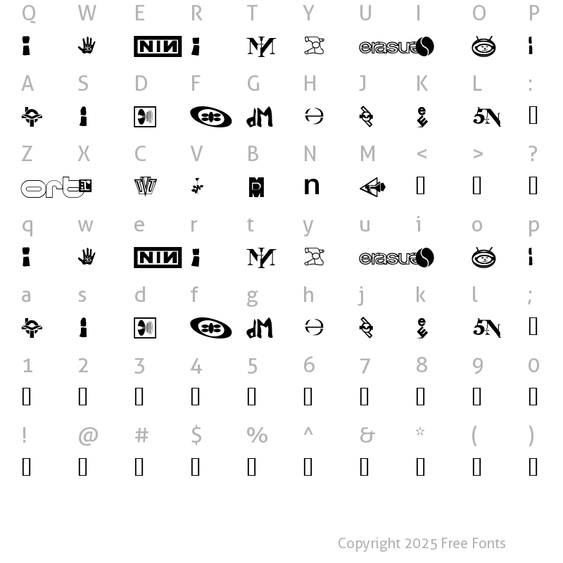 Character Map of TechnoBats Regular