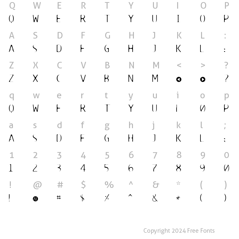 Character Map of TECHNOIRE Regular