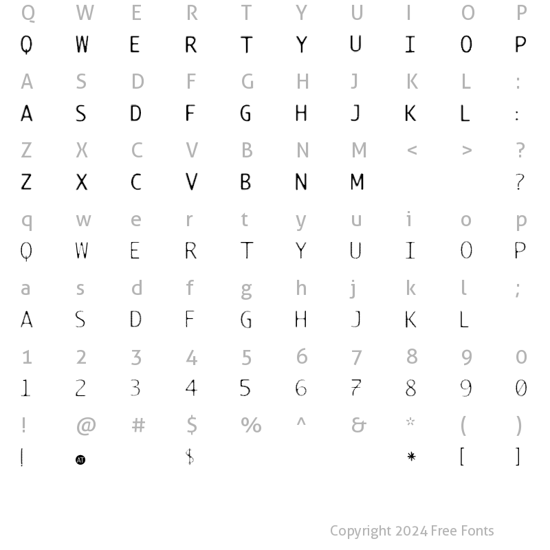 Character Map of TECHNOIRE ShockTreatment Regular