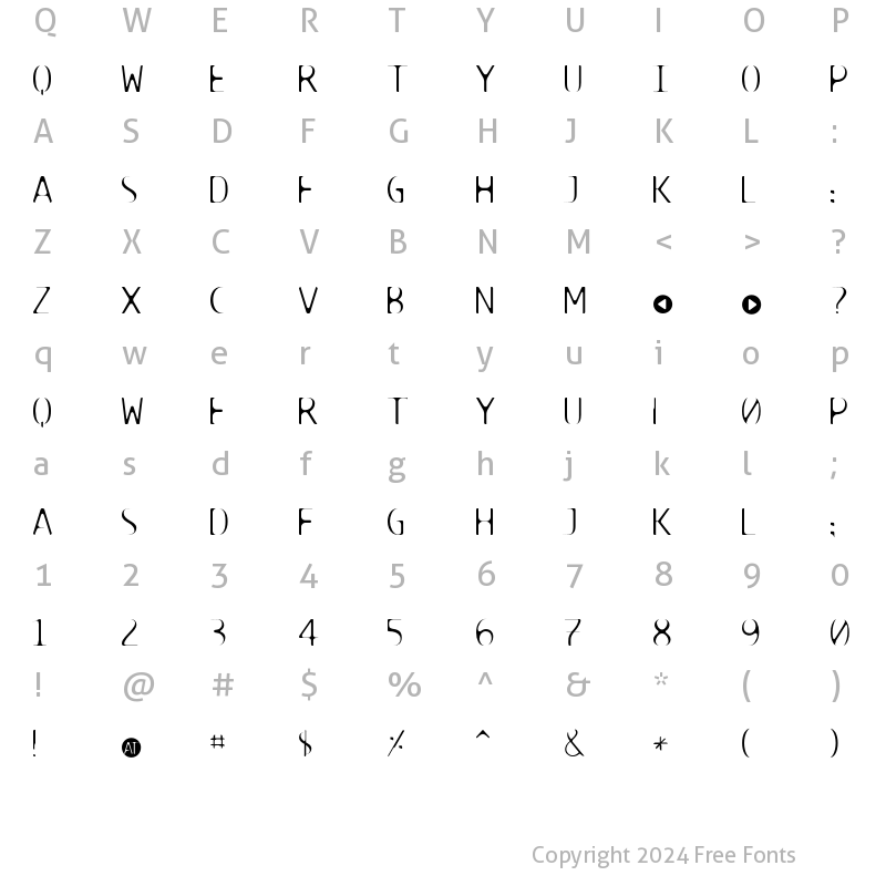 Character Map of TECHNOIRE Suture Regular