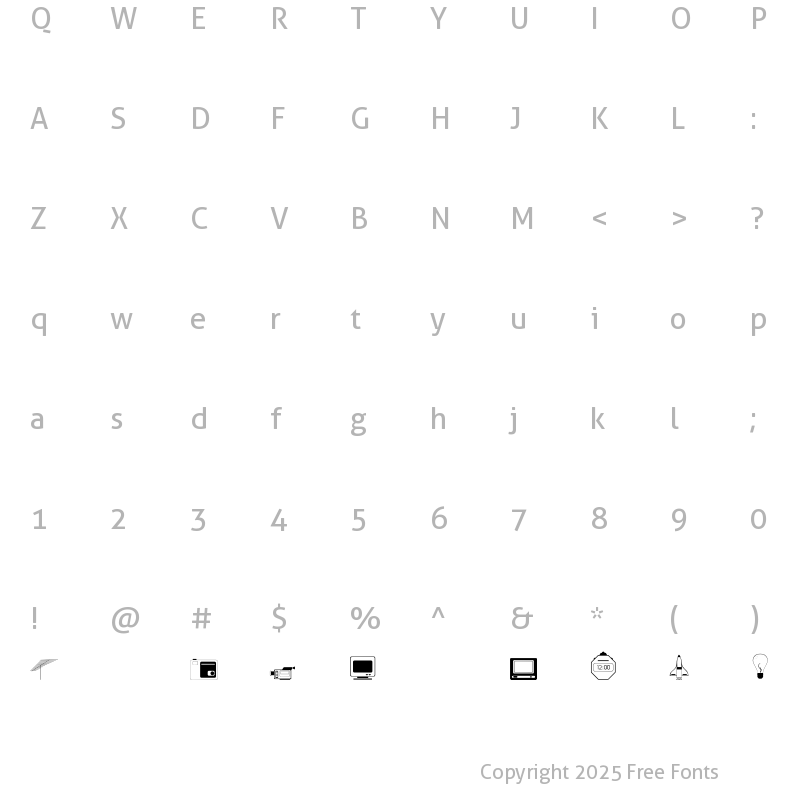 Character Map of TECHNOL-Normal Regular