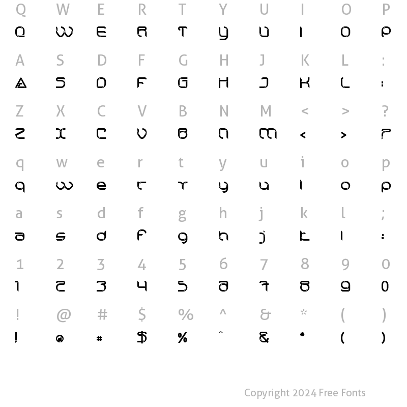 Character Map of technoline modern Regular