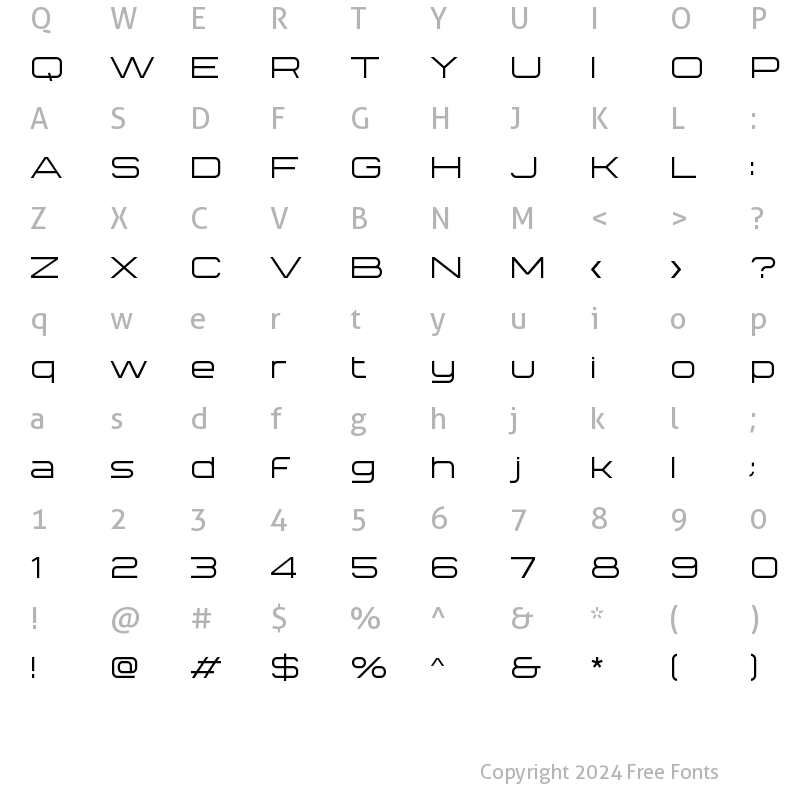 Character Map of Technovier Light