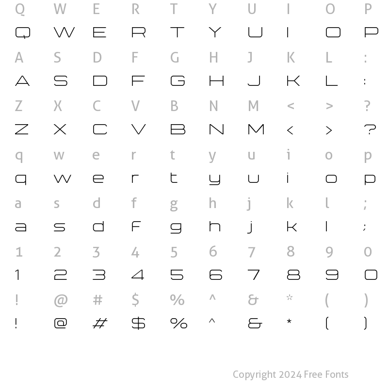 Character Map of Technovier Thin