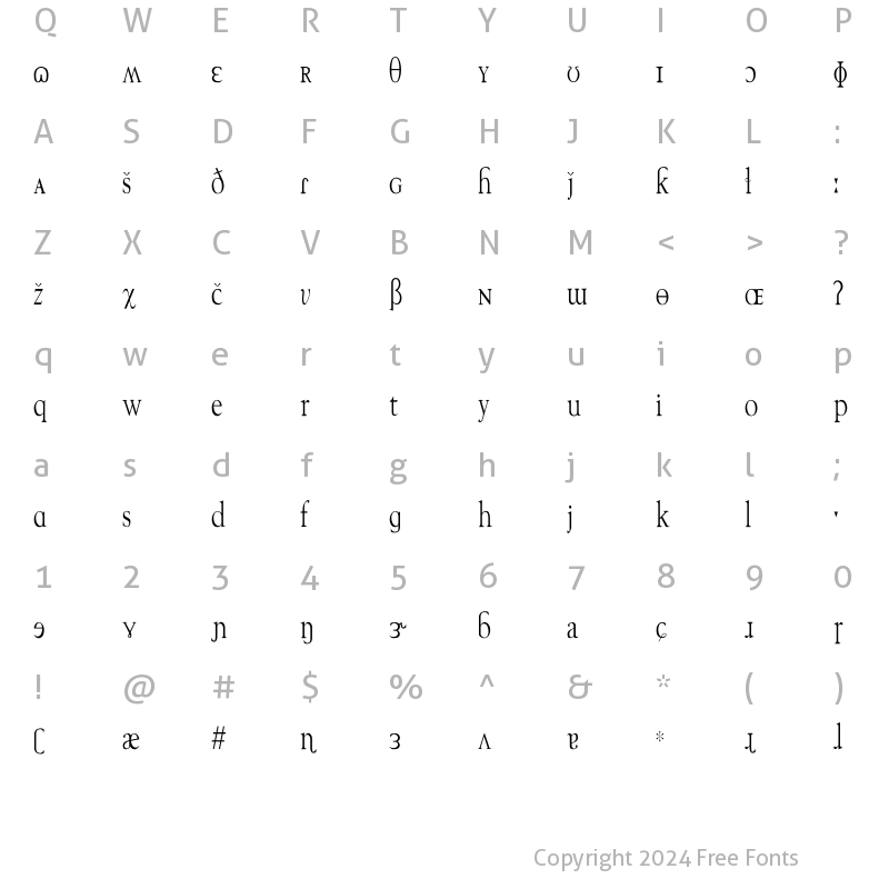 Character Map of TechPhonetic Cn Regular