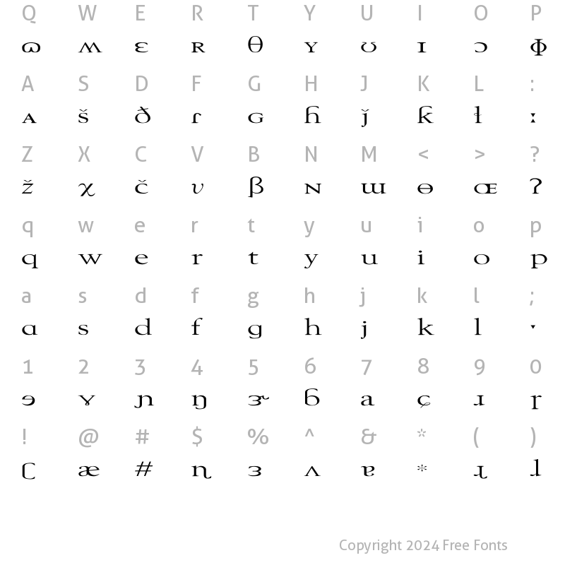 Character Map of TechPhonetic Ex Regular