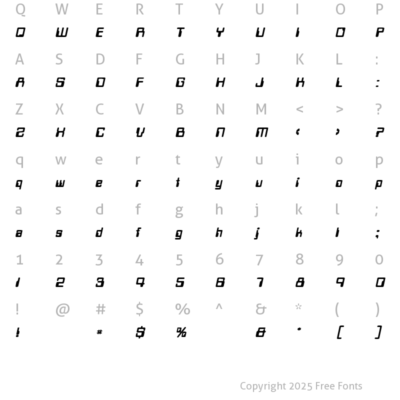 Character Map of TechSchool BoldOblique