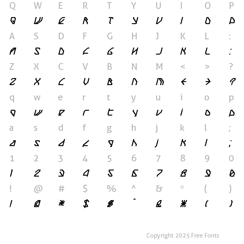 Character Map of TechstepBlack Oblique Regular