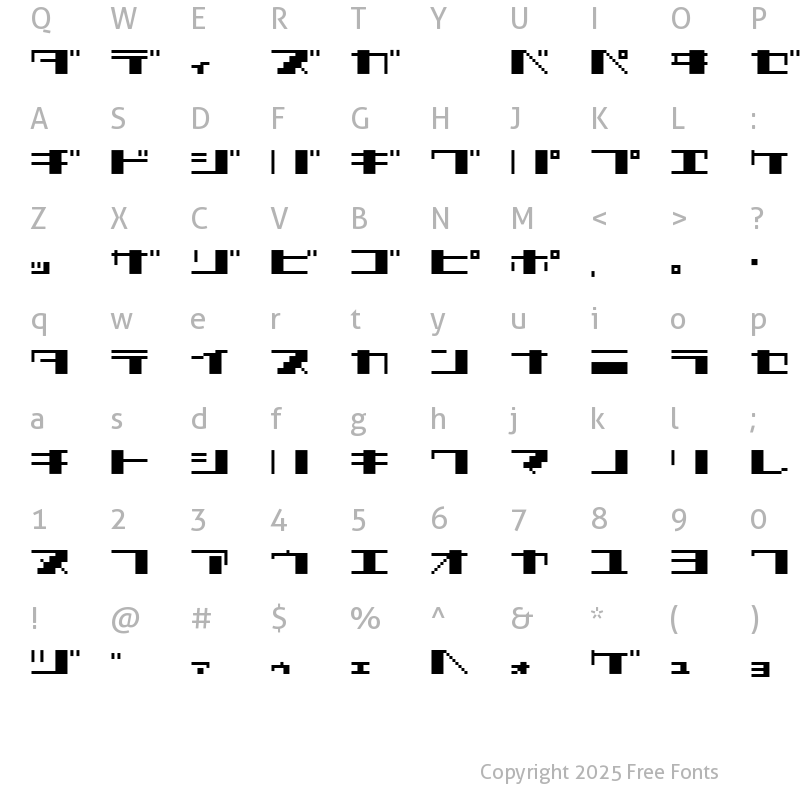 Character Map of TECNO STRESS KATAKANA Regular