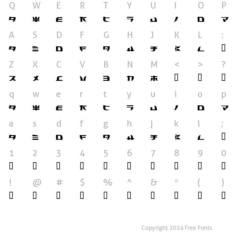 Character Map of Tecnojap Regular