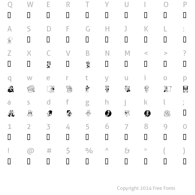 Character Map of Teddies Regular