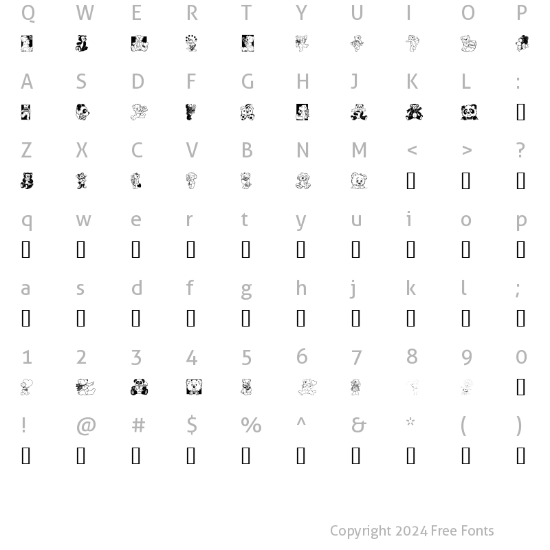 Character Map of Teddyber Regular