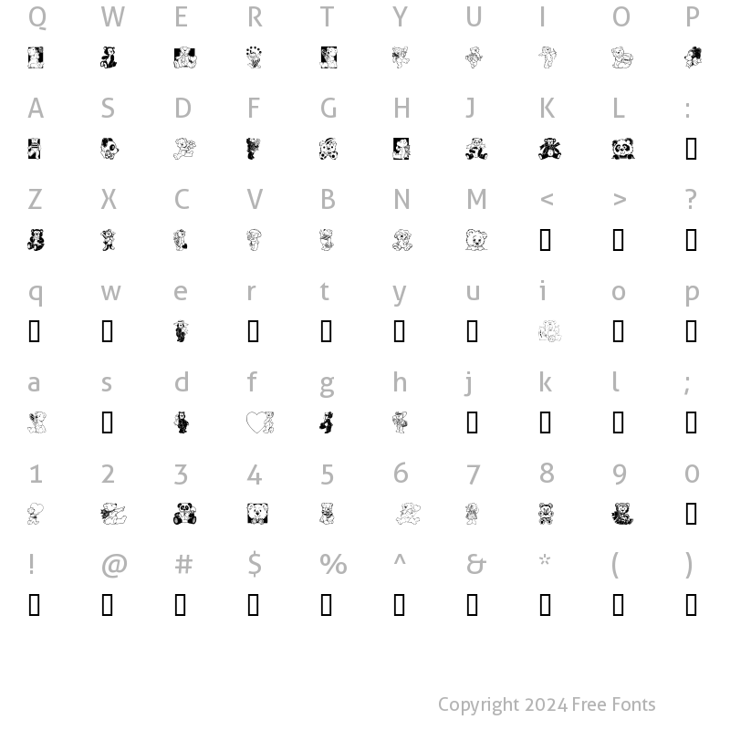 Character Map of Teddyber V1.2 Regular