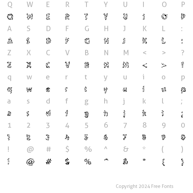 Character Map of Teenick Regular