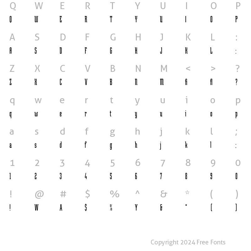 Character Map of Teknik LET Plain