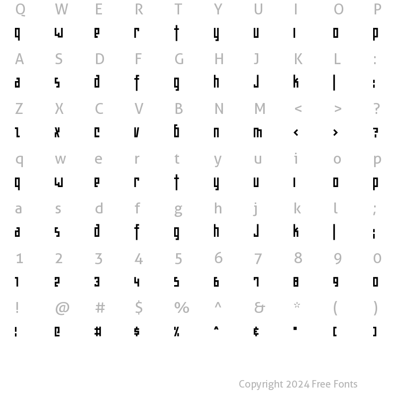 Character Map of Teknobe Regular