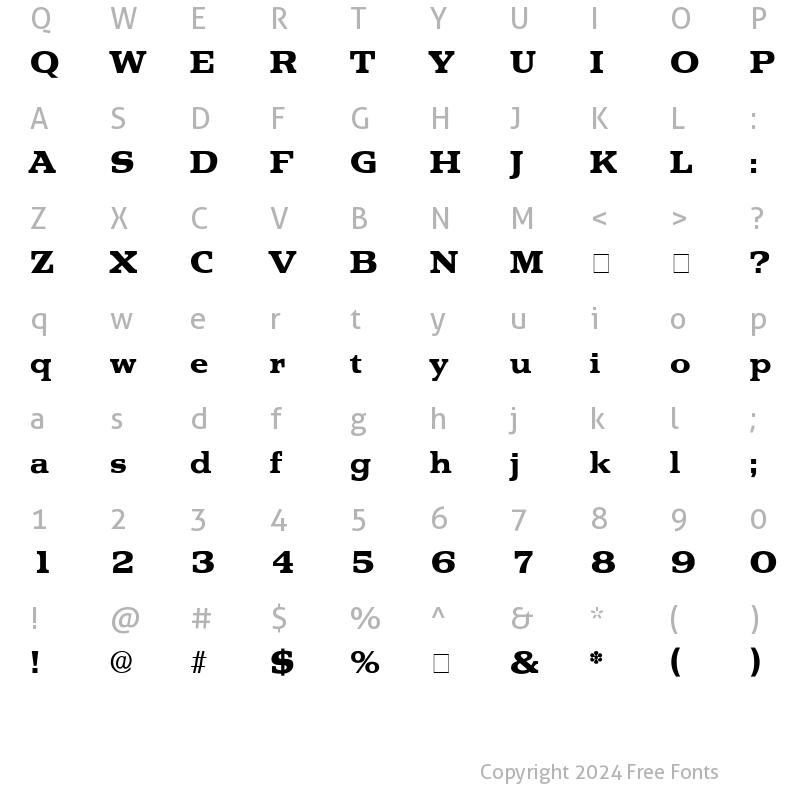 Character Map of Tekton Display SSi Regular