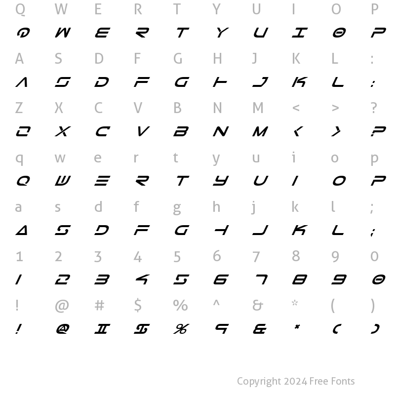 Character Map of Tele-Marines Bold Italic Bold Italic