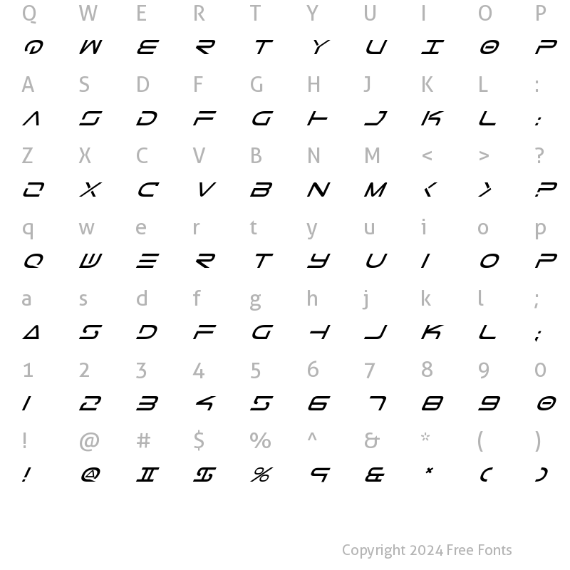 Character Map of Tele-Marines Italic Italic