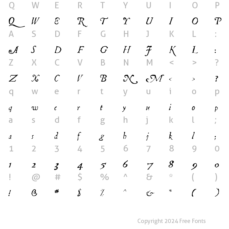 Character Map of Telegdi ItalicAlts