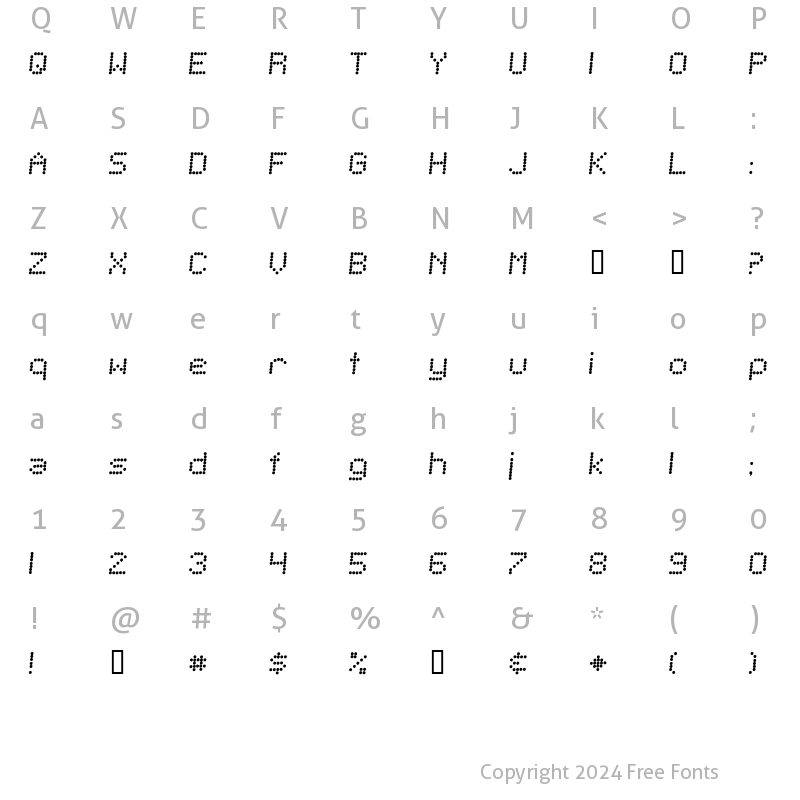 Character Map of Telegraphic Italic