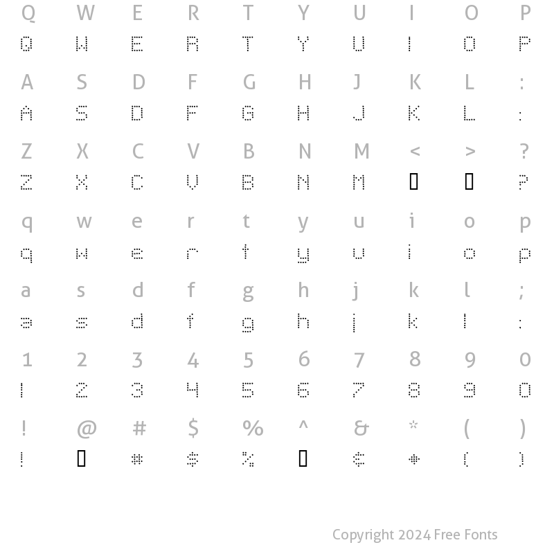 Character Map of Telegraphic Light Bold