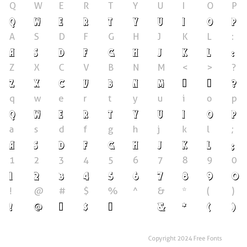 Character Map of TelegraphShodwn. Regular