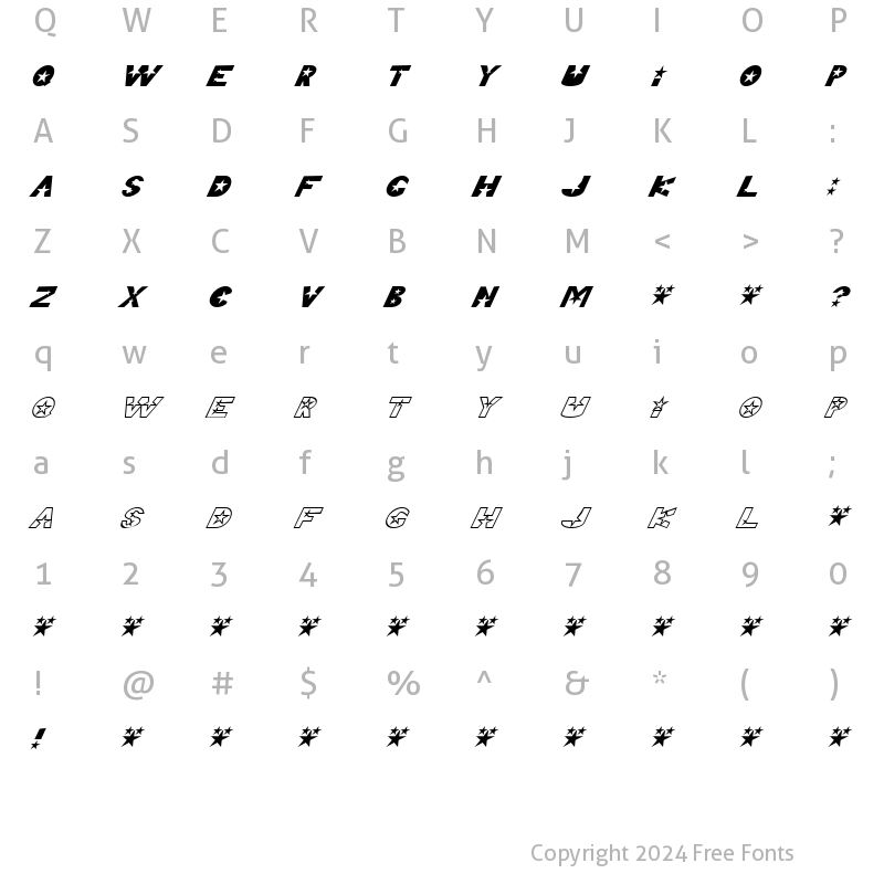 Character Map of Telemarketing Superstar Italic