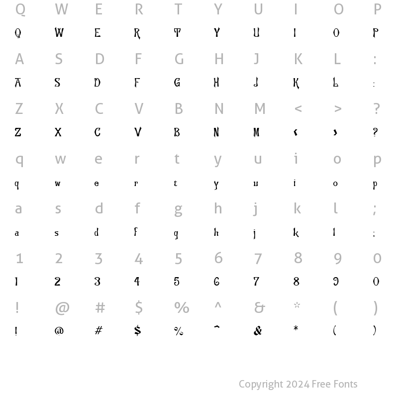 Character Map of Telepath Regular