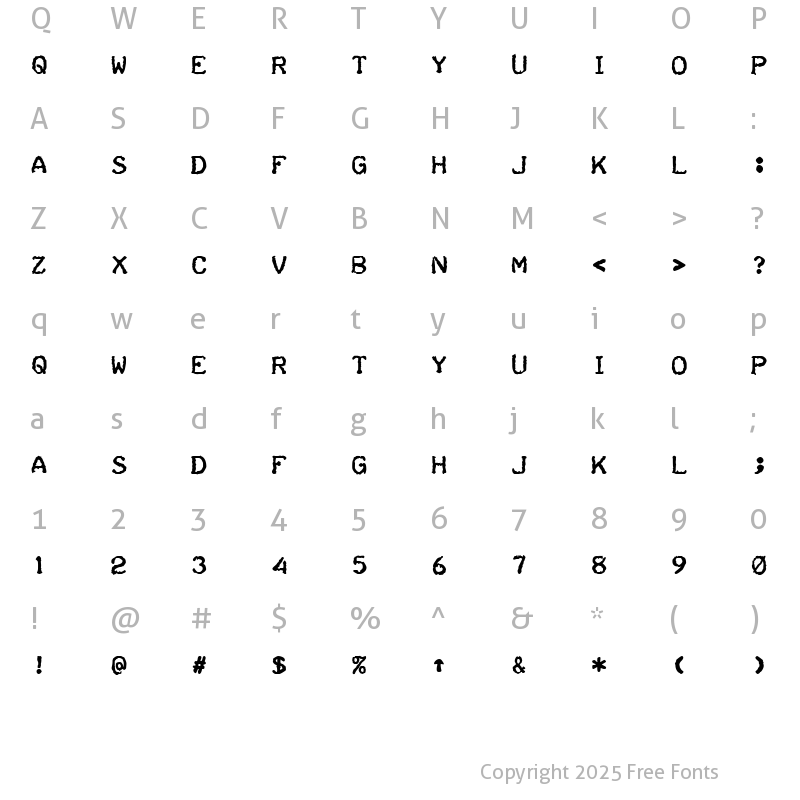 Character Map of Teleprinter Bold