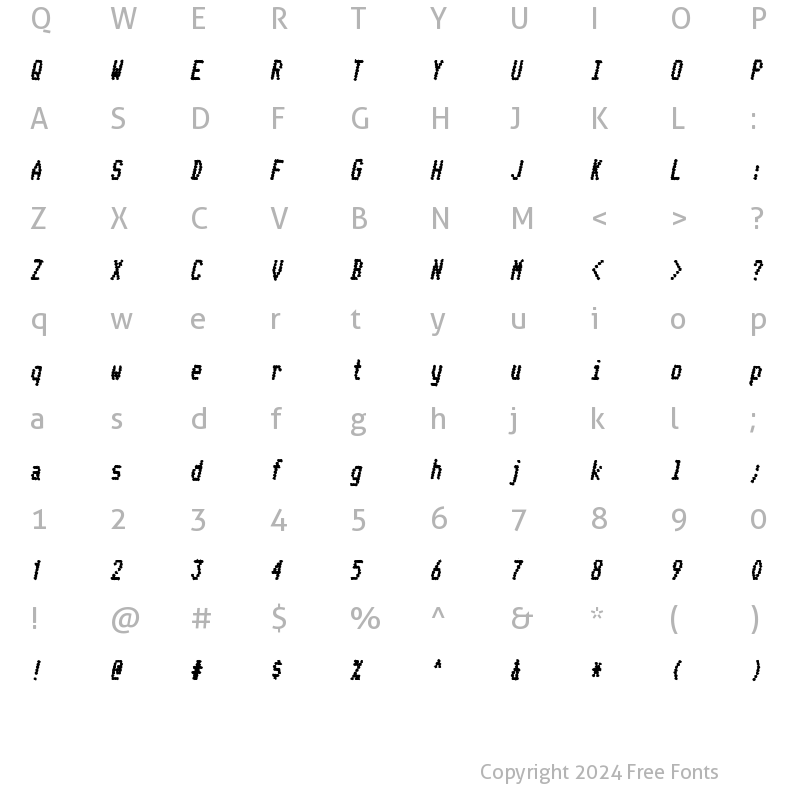 Character Map of Telidon Ink CdHv Italic