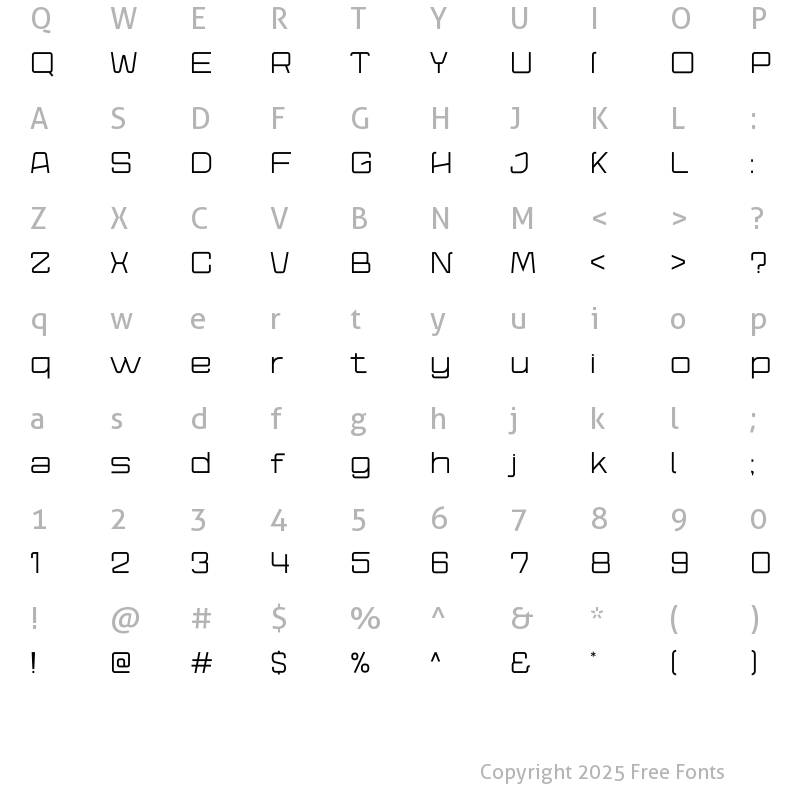 Character Map of Telone Thin